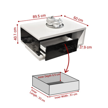 Berry Coffee Table with Rotating Compartment & Drawer