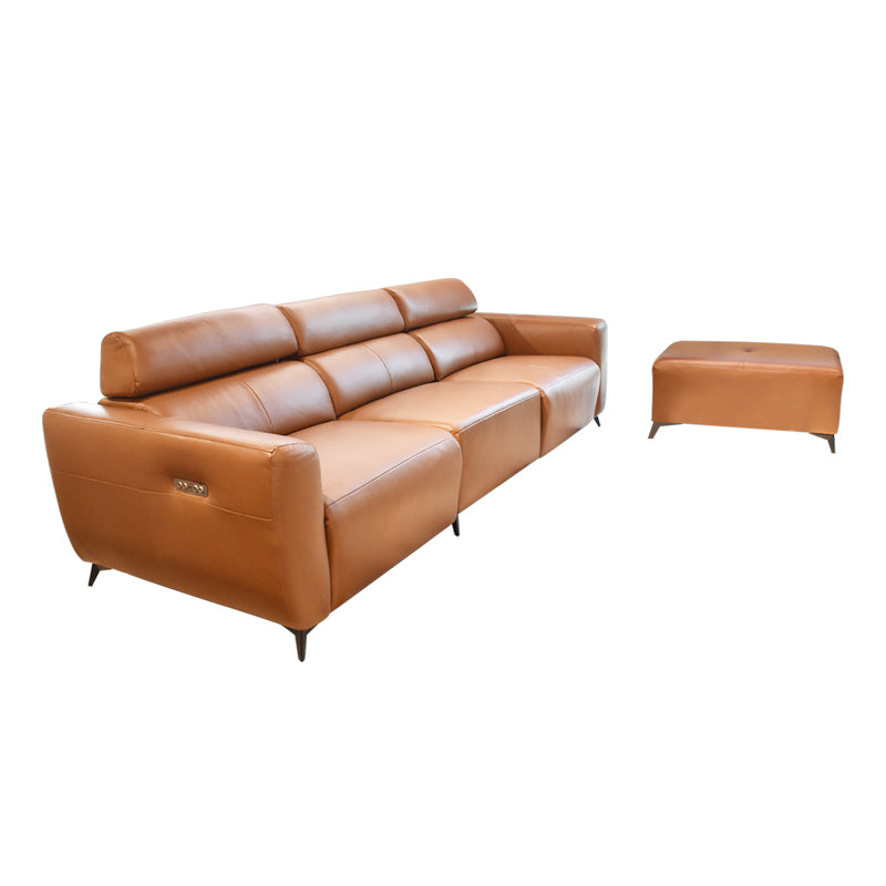 Dave Half Leather Sofa With Ottoman Maxi Home Singapore Furnishing Pte Ltd