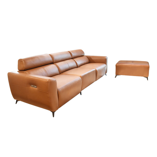 Dave Half Leather Sofa with Ottoman
