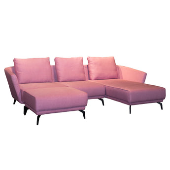 Kelly L-Shape Sofa with Ottoman Pink