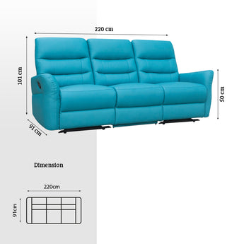 Mattia 3-Seater Leather Sofa with Recliner